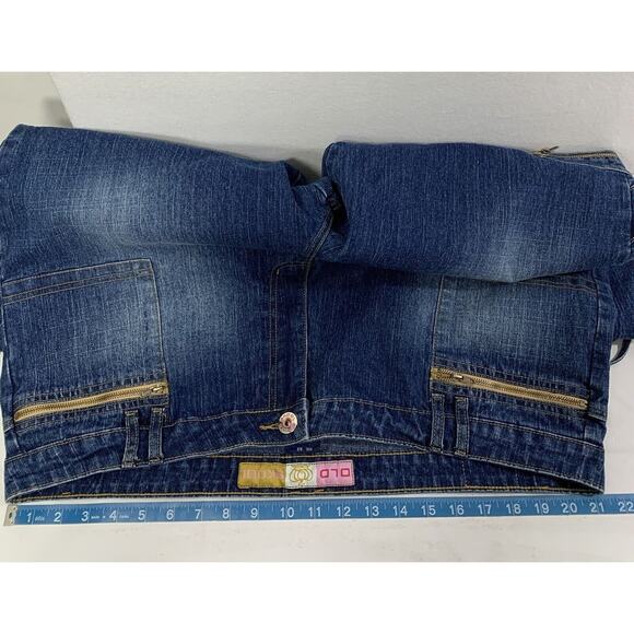 Old Skool Jeans Womens Plus Sz 22 Drawstring Side Bottom Blue‎ Denim Zip Pockets - Picture 6 of 14